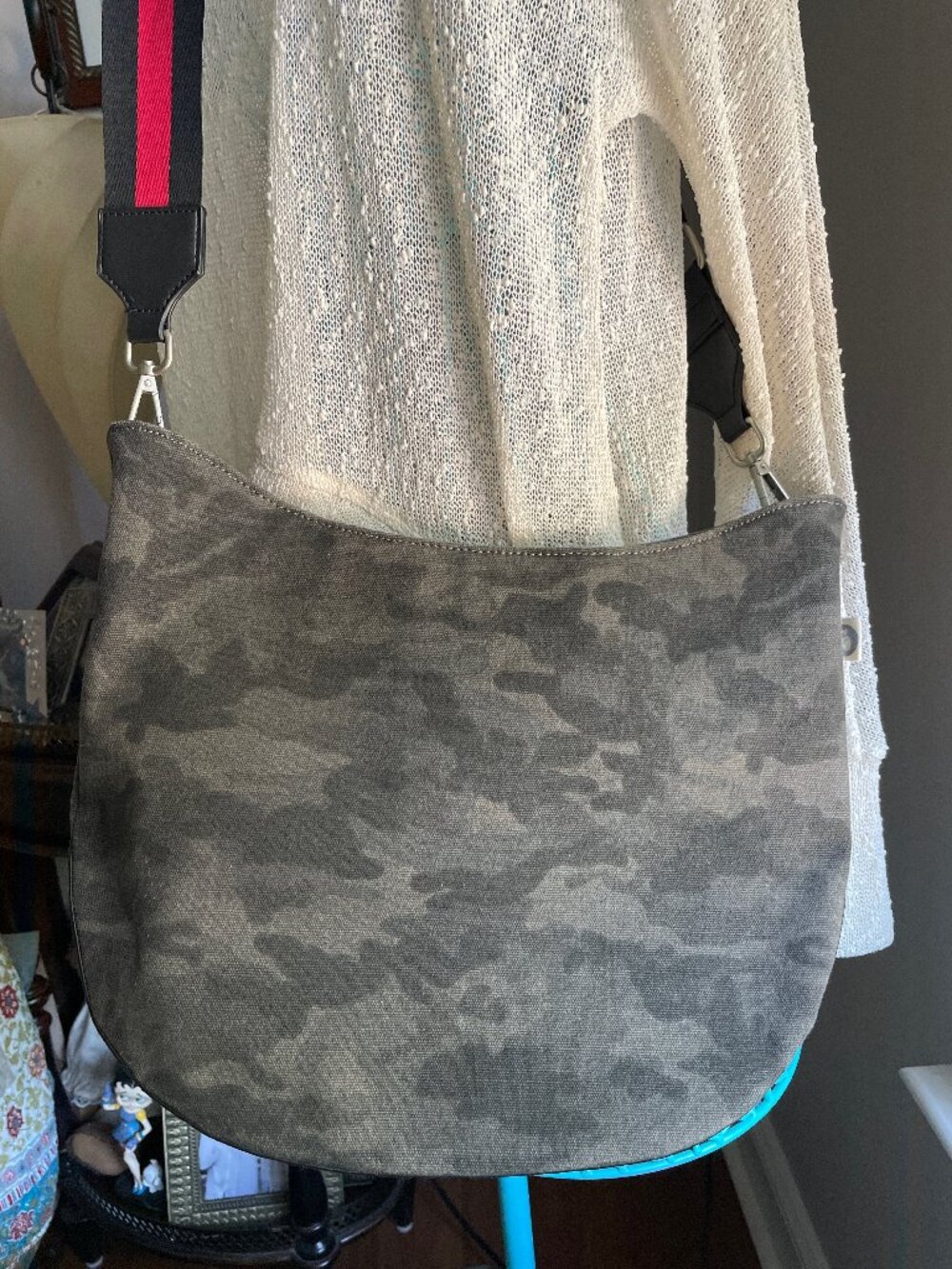 Koala Kanvas Gray Camo Canvas Crossbody Bag with Guitar Strap